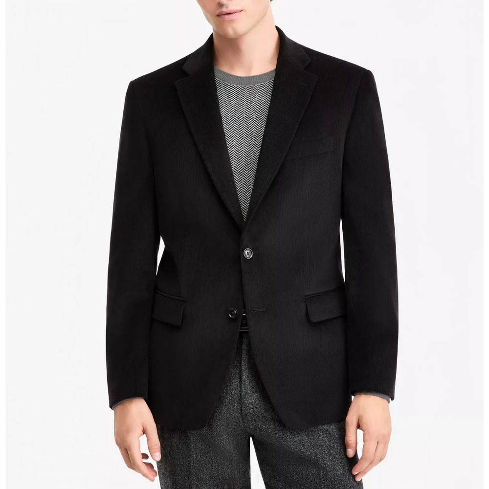 Tommy Hilfiger Sport Coat Blazer Mens 46R Modern fit Cotton Corduroy Black